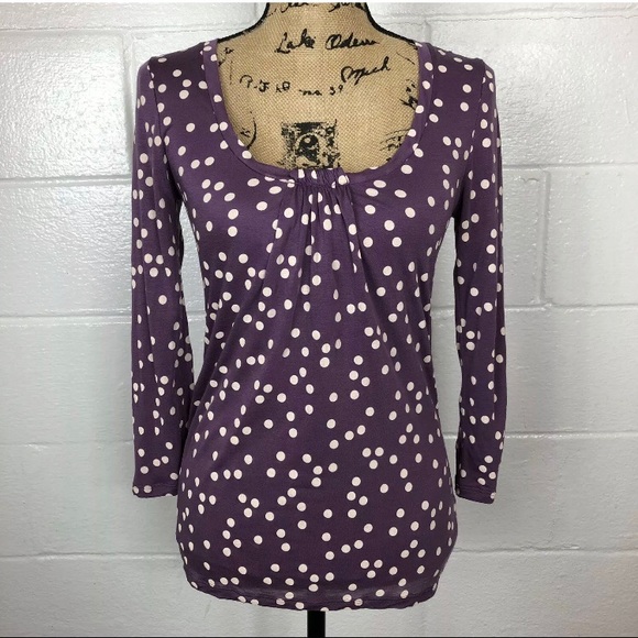Boden Tops - Boden Purple Polka Dot Top size 4 3/4 sleeves